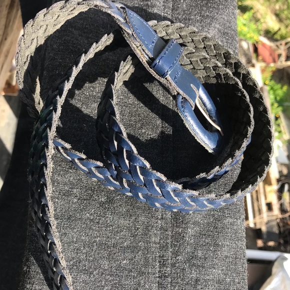 Navy woven leather BELT - size M/L - Picture 3 of 4